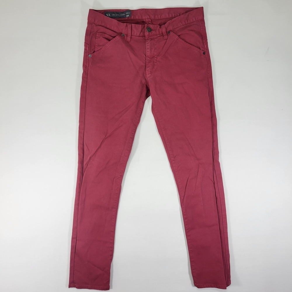 Armani‎ Exchange Men's Jean Pants Maroon Size 32x32 SKINNY